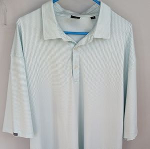Dunning Golf Performance Men's 3XL Mint Green & White Striped XXXL Polo Shirt